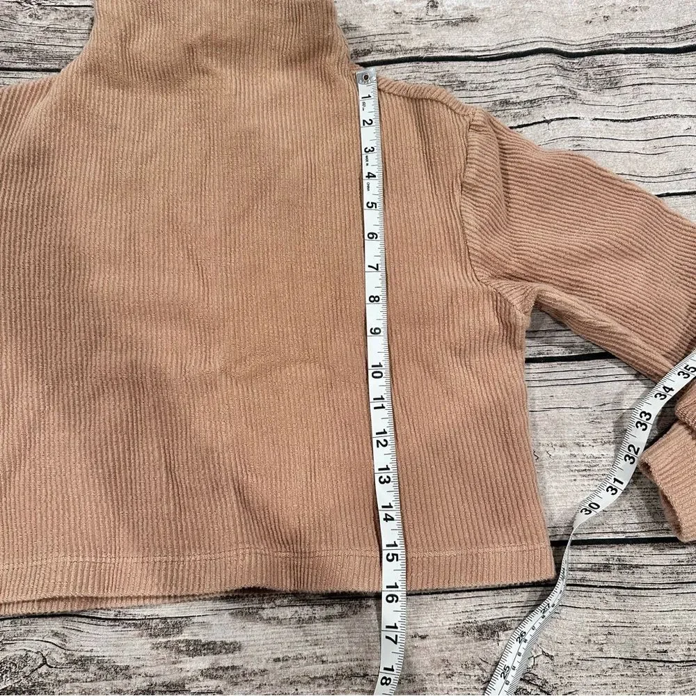 Reformation Tan Ribbed Mock Neck Sweater; Boxy, Cropped, Oversized XS